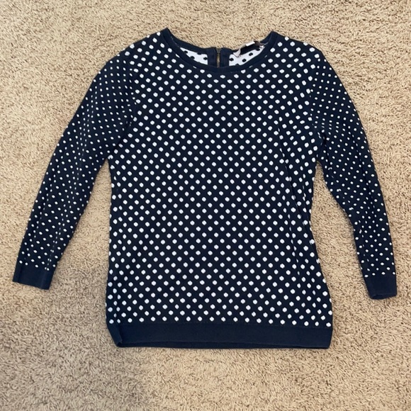 LOFT Sweaters - Loft Small Navy Polka Dot Sweater